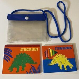 Vintage Sanrio 1987 Stegosaurus Dinosaur Colored Pencils Notepad & Case Set